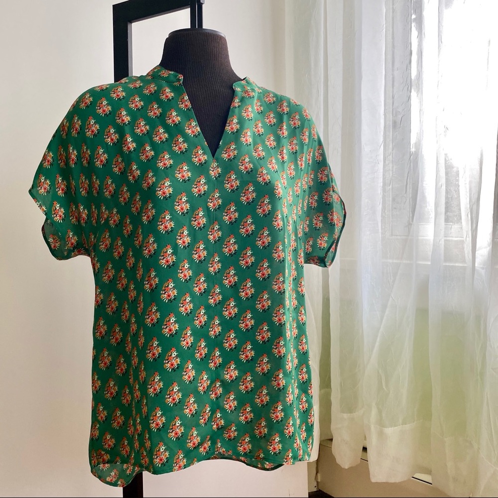 CAbi green Stevie blouse style #3252